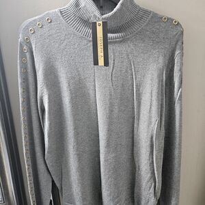 Joseph A Gray Turtleneck with Gold Button Details